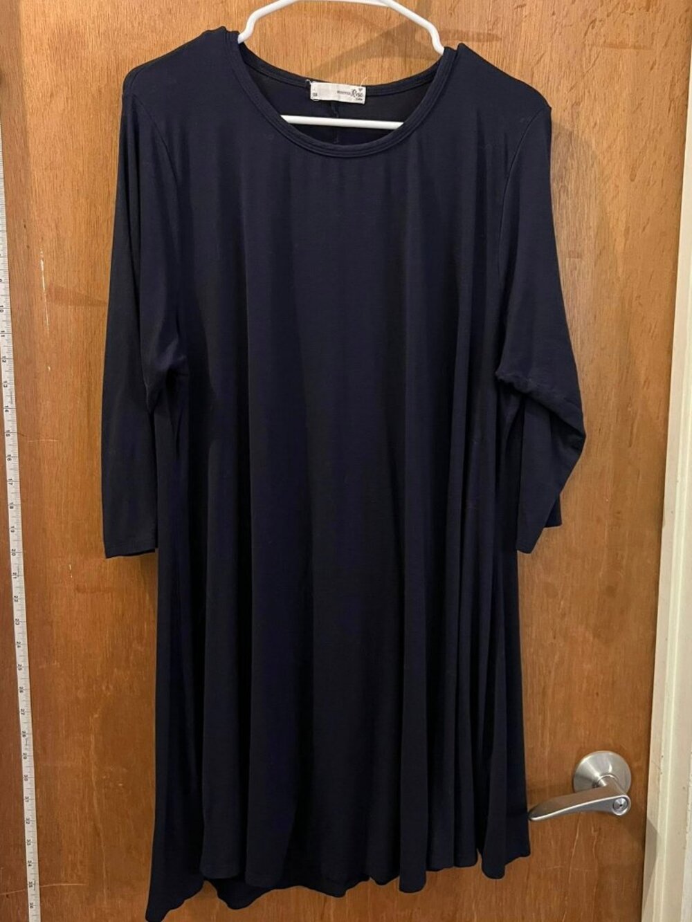 🐻Size 3X - Forever Rose - Black or Navy 3/4 Sleeve Knit Pullover Dress